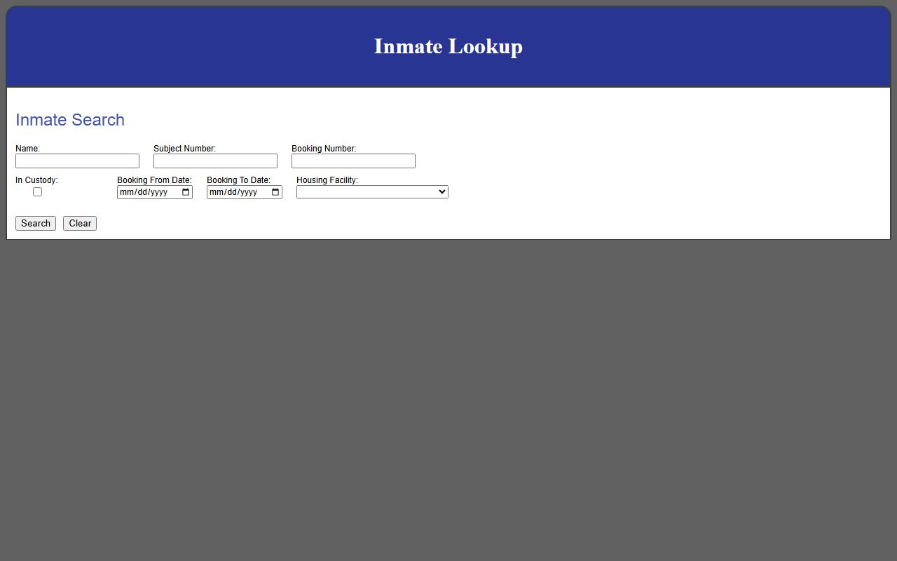 Chesapeake City inmate population roster search fields