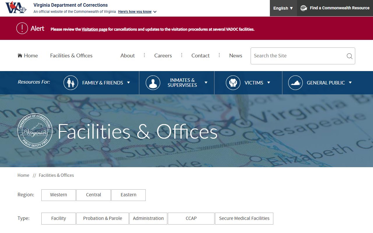 St. Brides Correctional Center in the VADOC facilities directory for Chesapeake